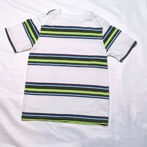 Wonder Nation Boys XS (4-5) White Multicolored Striped Short Sleeve Top